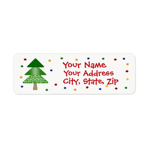 Christmas Tree And Ornament Return Address Label