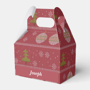 Christmas tree and ornament woven red favor boxes