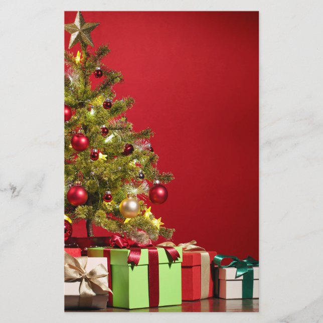 Christmas Tree and Parcels Stationery (Front)