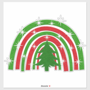 Christmas Tree and Rainbow Faux Felt Sticker