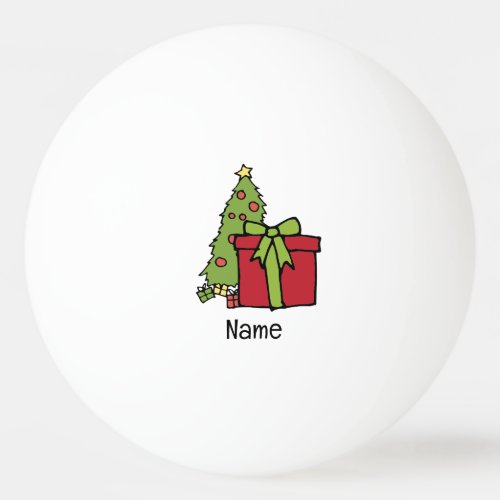 Christmas Tree and red gift box Ping Pong Ball