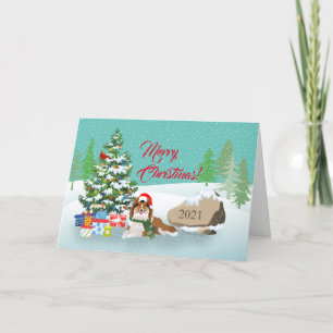 Christmas Tree and Sable Sheltie Holiday Card