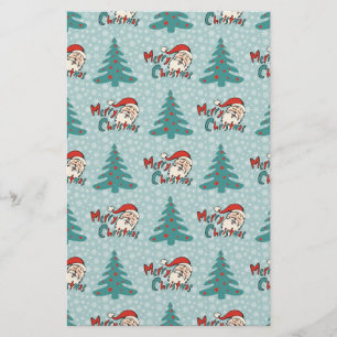 Christmas tree and santa claus stationery