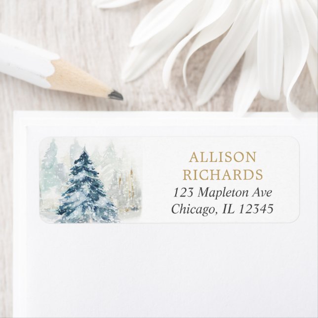 Christmas tree and snow winter label (Insitu)