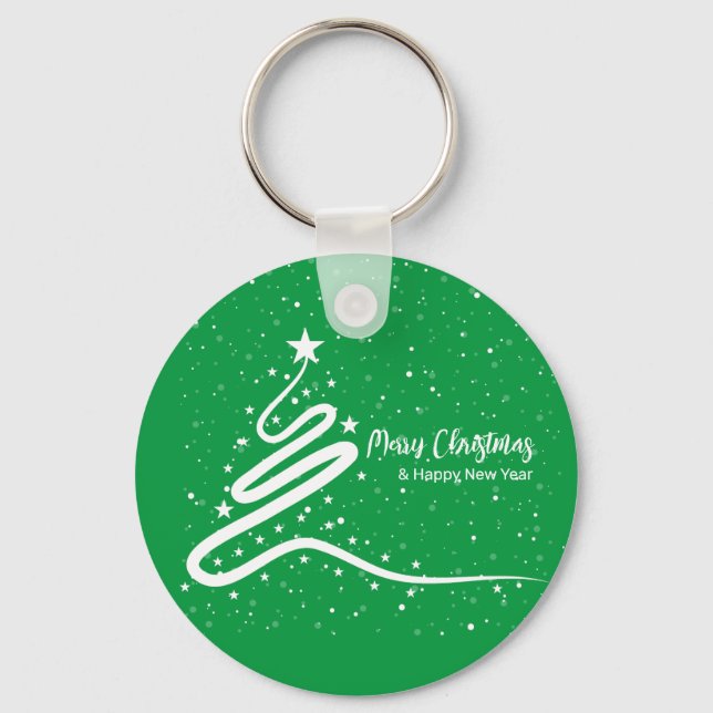 Christmas Tree and Snowfall Keychain (Front)