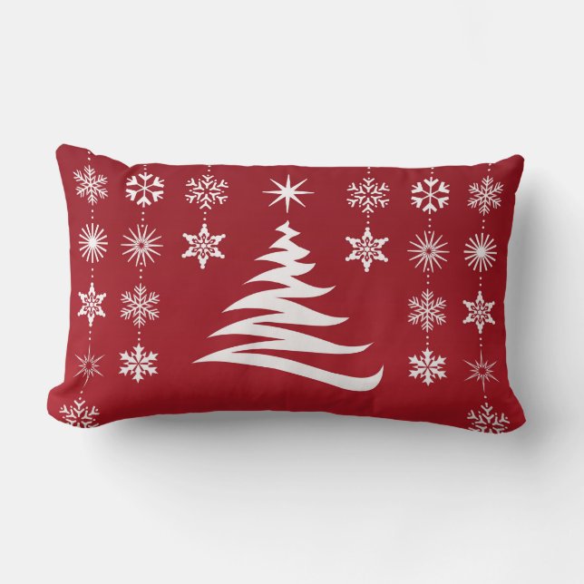 Christmas Tree and Snowflakes Artfull Throw Pillow (Front)