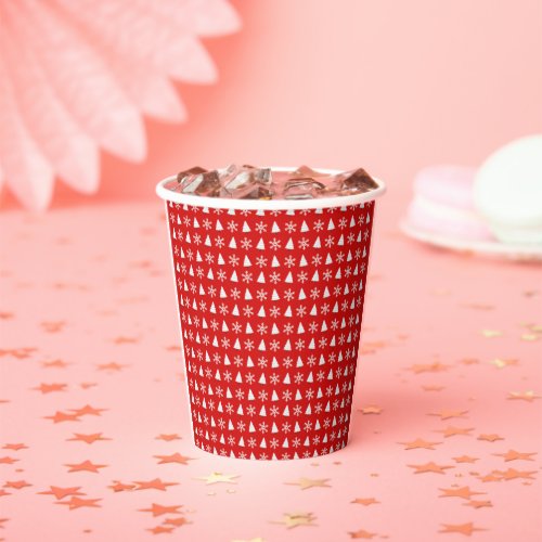 Christmas Tree and Snowflakes Paper Cups