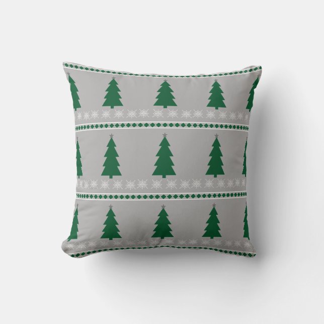 Christmas Tree and Snowflakes Pattern, Throw Pillow (Front)