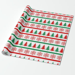 Christmas Tree and Snowflakes Print Wrapping Paper