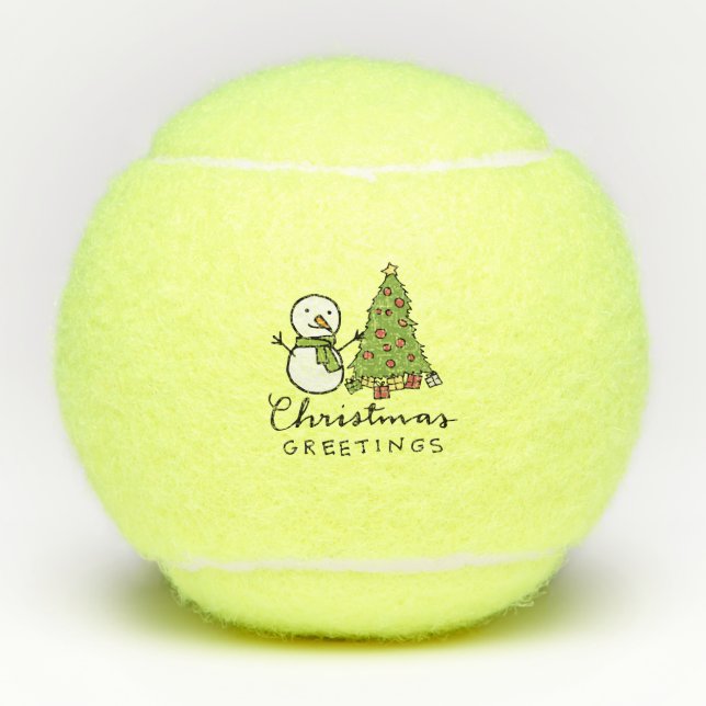 Christmas tree and Snowman for Christmas Tennis Balls (Front)