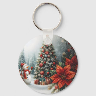 Christmas Tree And Snowman Keychain