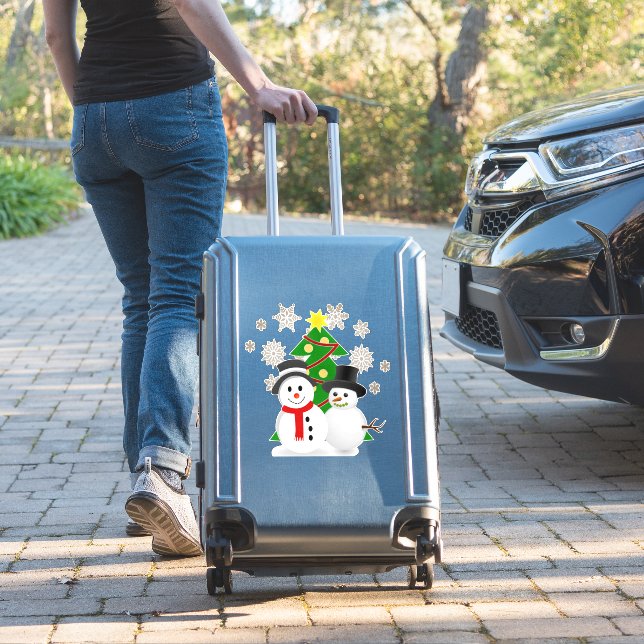 Christmas Tree and Snowman  Sticker (Suitcase Insitu)