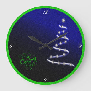 Christmas Tree and Stars - Large Clock