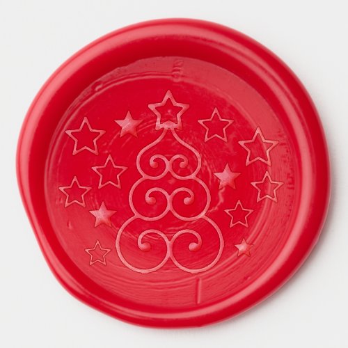 Christmas Tree and Stars Red Wax Seal Sticker