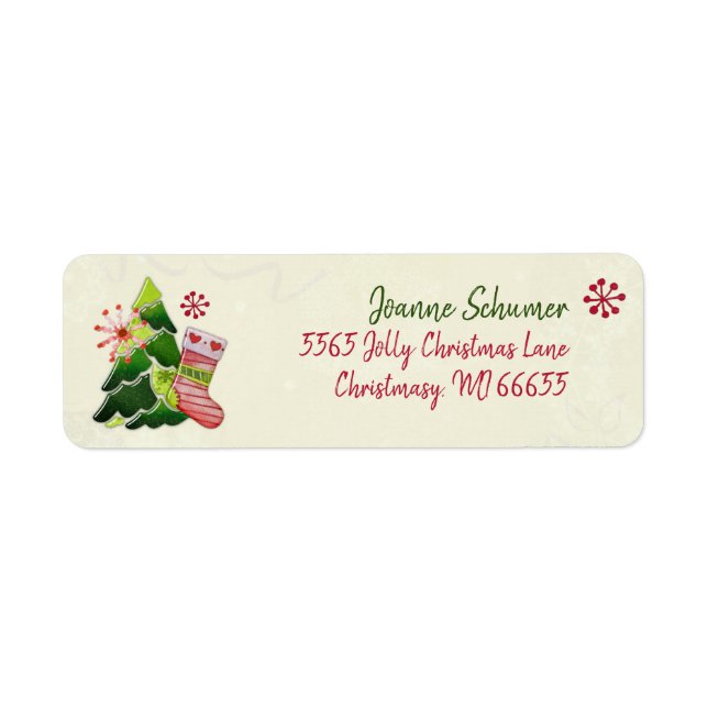 Christmas Tree and Stocking Whimsey Label (Front)