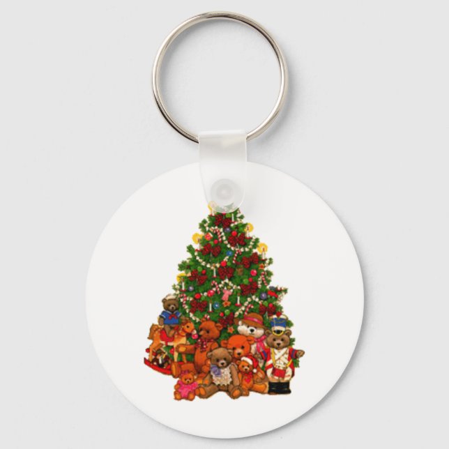 Christmas Tree and Teddy Bears Keychain (Front)