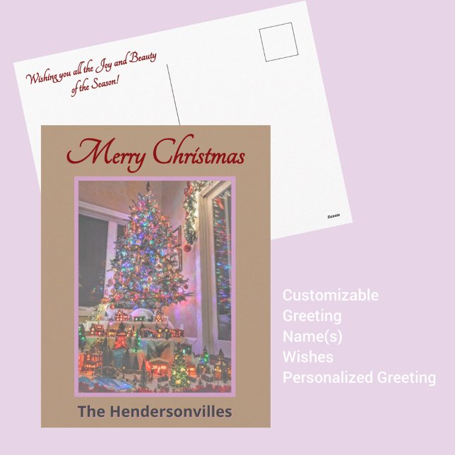 Christmas Tree and Village Photographic Holiday Postcard (Creator Uploaded)