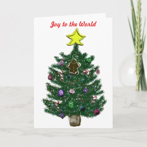 Christmas Tree and Yellow Star Gingerbread Holiday Card