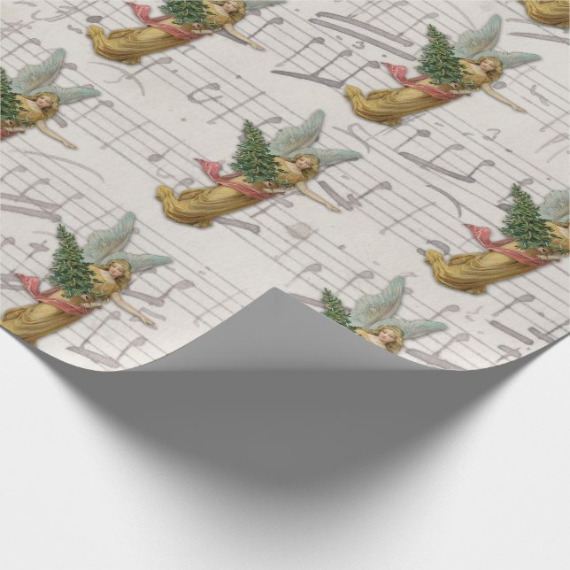 Christmas Tree Angel Antique Victorian Paper Scrap (Corner)