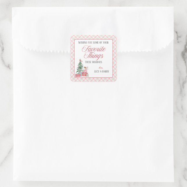 Christmas Tree Angel Favorite Things Square Sticker (Bag)