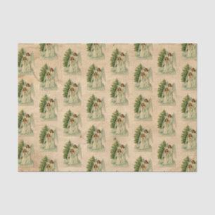 Christmas Tree Angels Antique Victorian Parchment  Tissue Paper