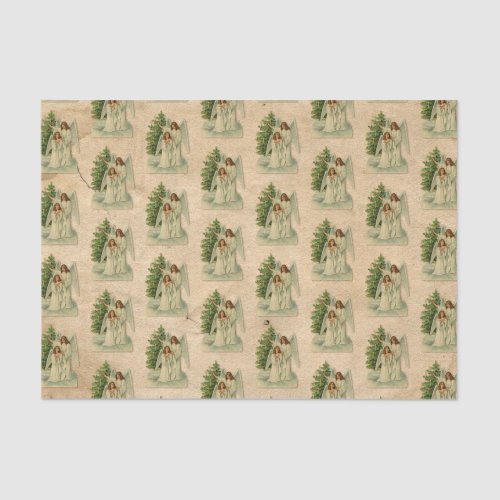 Christmas Tree Angels Antique Victorian Parchment  Tissue Paper