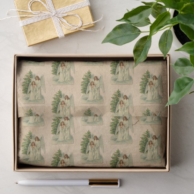 Christmas Tree Angels Antique Victorian Parchment  Tissue Paper (Gift)