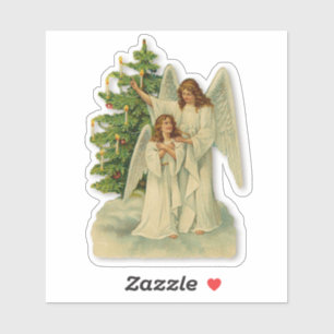 Christmas Tree Angels Antique Victorian Romance Sticker