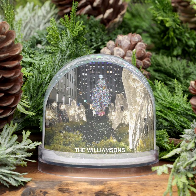 Christmas Tree Angels Rockefeller Plaza NYC Name Snow Globe (Winter)