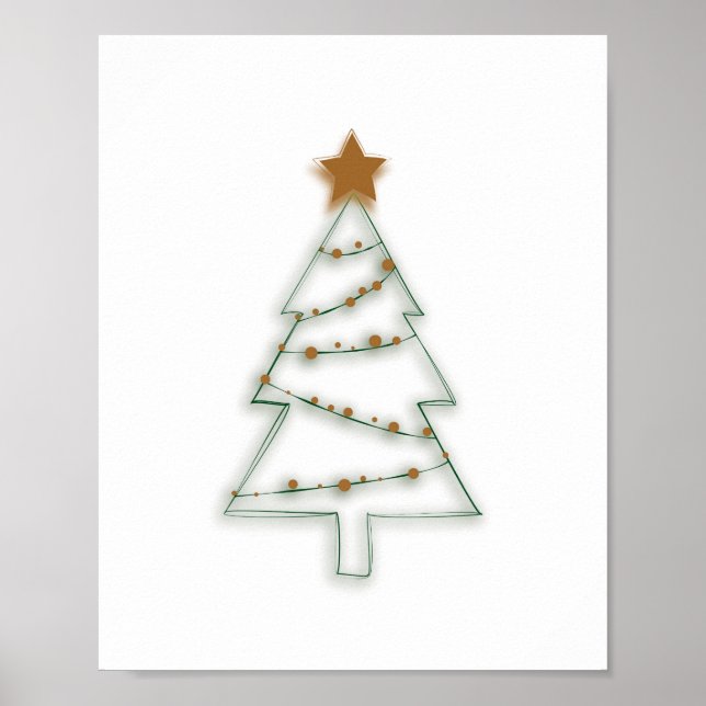 Christmas Tree Art Print Horizontal Light (Front)