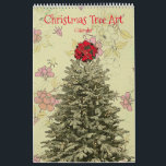 Christmas Tree Art Year Around Calendar<br><div class="desc">This pretty calendar features my original graphic art of Christmas trees on colorful vintage backgrounds, so there is a fun and pretty Christmas tree to look at every month! These calendars are high quality and vibrant. You may choose other sizes and other options if desired. This unique calendar would make...</div>