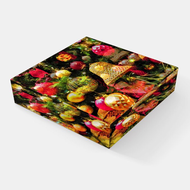 Christmas Tree Artistic Seasonal Festive Paperweight (Angled)