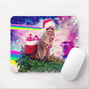 Christmas Tree Astro Raccoon Mouse Pad