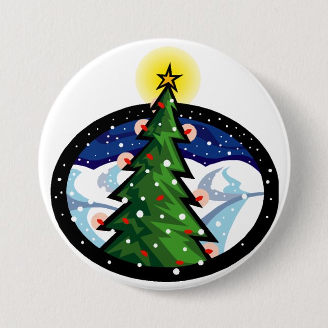 Christmas Tree at Night Pinback Button (Front)
