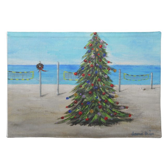 Christmas Tree at the Beach Cloth Placemat (Front)