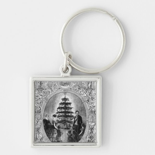 Christmas Tree at Windsor Castle, 1848 Keychain (Front)