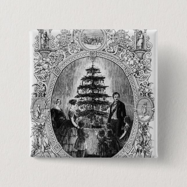 Christmas Tree at Windsor Castle, 1848 Pinback Button (Front)