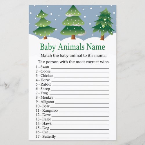 Christmas tree Baby Animals Name Game baby shower