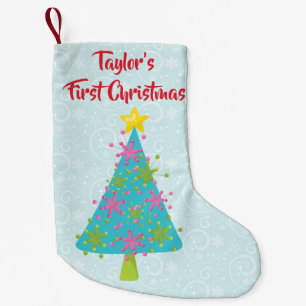 Christmas Tree Baby First Small Christmas Stocking