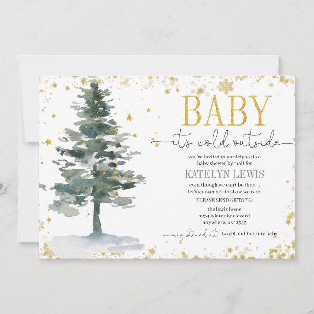 Christmas Tree Baby Shower by Mail Invitation (Front)