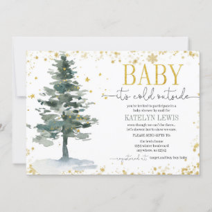 Christmas Tree Baby Shower by Mail Invitation