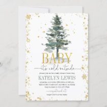 Christmas Tree Baby Shower Invitation Gold
