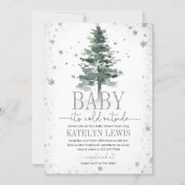 Christmas Tree Baby Shower Invitation Silver