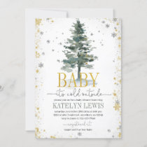 Christmas Tree Baby Shower Invitation Silver Gold