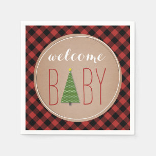 Christmas Tree Baby Shower - Plaid Napkins