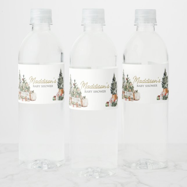 Christmas Tree Baby Shower Water Bottle Label (Bottles)