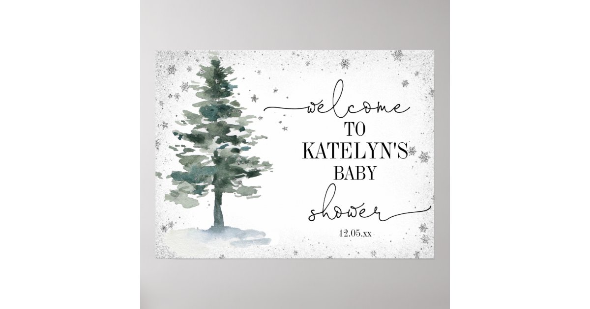 Christmas Tree Baby Shower Welcome Sign | Zazzle