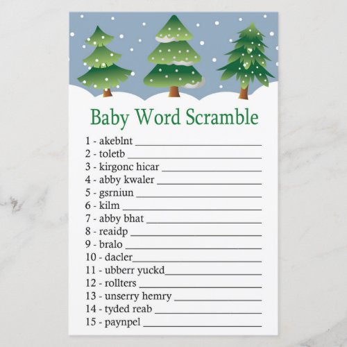 Christmas tree Baby word scramble game