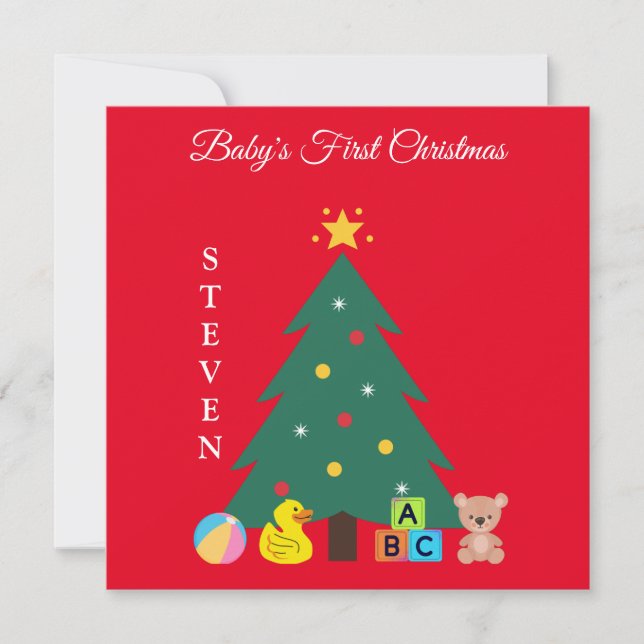 CHRISTMAS TREE BABY'S FIRST CHRISTMAS CUSTOM HOLID HOLIDAY CARD (Front)