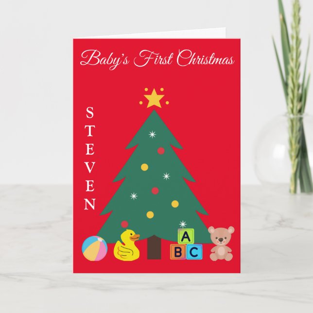 CHRISTMAS TREE BABY'S FIRST CHRISTMAS CUSTOM HOLIDAY CARD (Front)